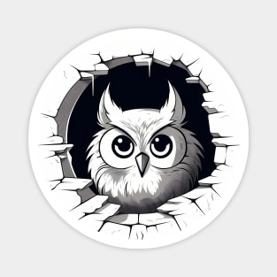 Cute Kawaii Cartoon Owl Peeking Out Magnet